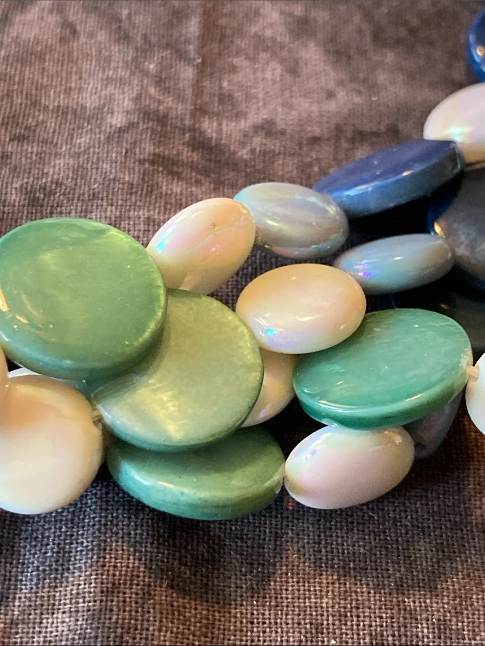 Multistrand Pastel Disc Necklace - Blue, Green, Pink